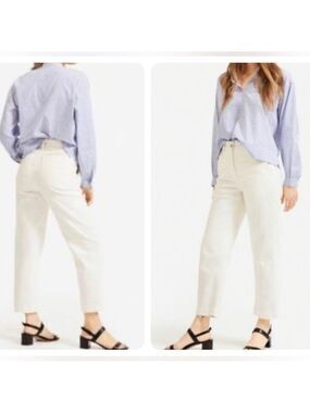 EVERLANE The Corduroy Straight-Leg Crop Pants Jeans in Bone White Size 4